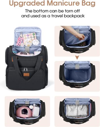Сумка для зберігання лаку для нігтів Deciniee Велика сумка-органайзер для 84 пляшечок лаку для нігтів та лампи для нігтів - Двошаровий футляр для дизайну нігтів для жінок та дівчат