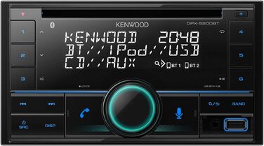 Автомобільна магнітола Kenwood DPX-5200BT 2-DIN CD з Bluetooth системою гучного зв'язку (вбудований Alexa, USB, AUX-вхід, високопродуктивний тюнер, Spotify Control, звуковий процесор, 4х50 Вт, змінне підсвічування клавіш) CD/BT/USB Single