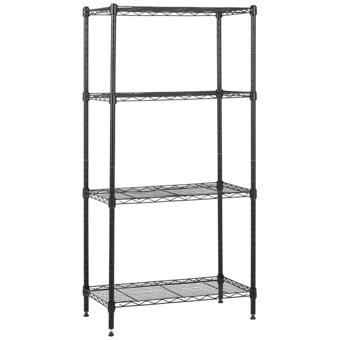 Вузька шафа для зберігання Storeo Basics з 4 полицями, регульованими по висоті полицями та ніжками, максимальна вага 363 кг, чорна, 34 см x 58,9 см x 121,9 см (Г x Ш x В) 4 полиці чорного кольору 34 Д x 58,9 Ш x 121,9 см