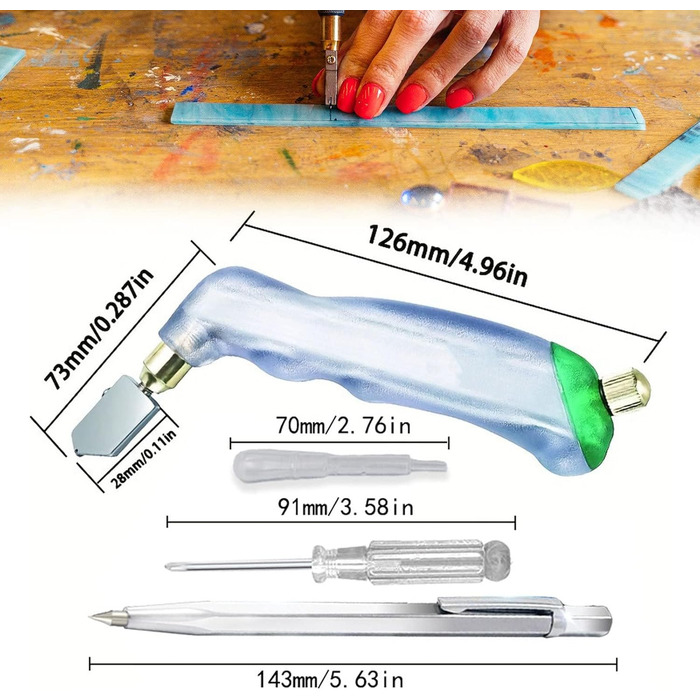 Професійний набір інструментів для початківців вітражистів з 23 предметів, набір інструментів зроби сам для роботи зі склом та мозаїкою, склоріз та паяльник, для склярів/любителів скляного ремесла/початківців мозаїки