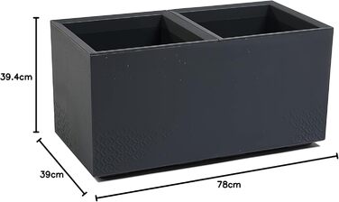 Квітковий горщик Ondis24, Кашпо під бетон Caro, XXL Кашпо на колесах Виготовлено зі 100 переробленого пластику, Велике вуличне кашпо (Антрацит, 80 см) Антрацит 80 см