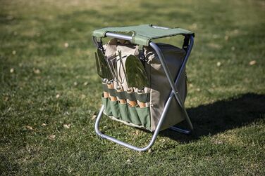 Набір садових інструментів бренду Picnic Time із 5 предметів із сумкою та складним сидінням