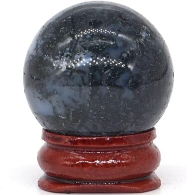 Колір моховий агат), 30mm Natural Gemstone Sphere Crystal Reiki Healing Energy Globe Home Decor Hand PlayStone Ball (