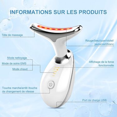Масажер для обличчя проти зморшок ChapStick, 7 кольорів для обличчя проти зморшок, 3 режими для підтяжки шкіри шиї, електричний масажер для обличчя 45C EMS Gua Sha, підтяжка та ліфтинг