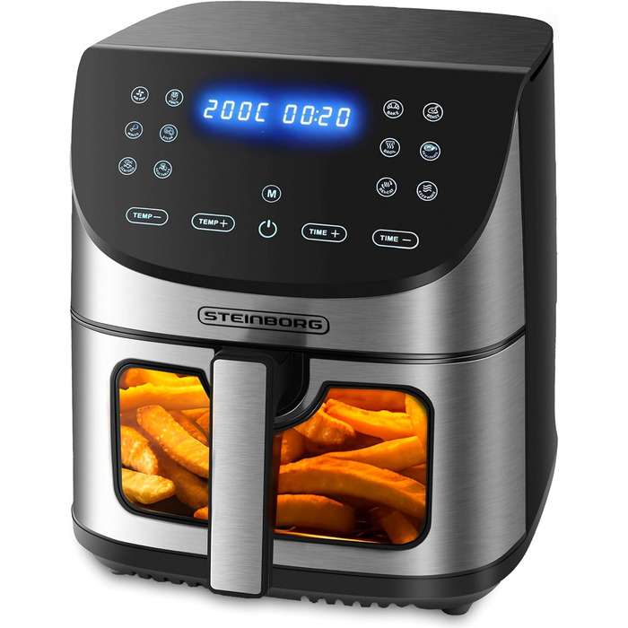 Аерофритюрниця 8 літрів Аерофритюрниця Міні-піч 4 в 1 Фритюрниця Дегідратор Гриль, Запікання, Зневоднення, Смаження Фритюрниця без олії Аерофритюрниця Конвекційна піч Гриль з гарячим повітрям