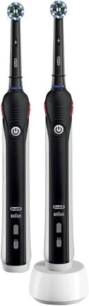Електрична зубна щітка Oral-B, PRO 2900 Black Edition з подвійною упаковкоюЕлектрична зубна щітка з візуальним контролем тиску для додаткових режимів захисту ясен, включаючи чутливі щітки з таймером, чорна, 2 шт. и Чорна одинарна