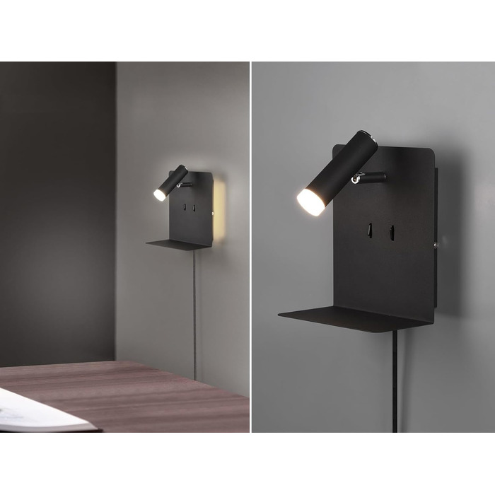 Стільний настінний LED-світильник Trio Leuchten Element 222570232, матовий чорний метал, 1 x 3 Вт, з USB-портом для зарядки