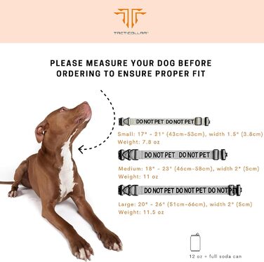 Нашийник Не гладь мене Tacticollar, нейлон, 5,1 см, для середніх та великих собак, з внутрішньою неопреновою підкладкою, щоб повідомити про потреби вашого собаки та запобігти небажаним контактам (Чорний, розмір M) Чорний, середній, 5 см ширина