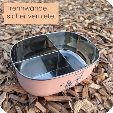 Ланчбокс Ringwald Edelstahl Rosa 1400 мл для дитячого садка та школи, великий, з роздільниками та бамбуковою кришкою, без BPA та пластику, рожевий