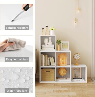 Біла полиця для книг та іграшок, книжкова полиця з 6 відділеннями, шафа для вітальні та спальні, перегородка кімнати з дерев&39яного композиту, кубічна полиця, сходинка 90x90x30 см SK027ws