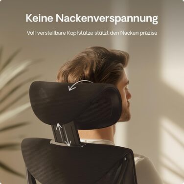 Ергономічне офісне крісло Desktronic з регулюванням висоти Офісне крісло з поперековою опорою - Зручне для спини - Комп&39ютерне крісло з регулюванням висоти та зручне для спини - Широка подушка SitPro (чорне)