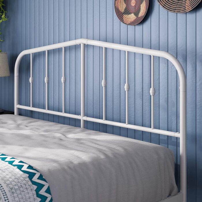 Ліжко Zinus Heidi 140x200 см - Висота 31 см з місцем для зберігання під ліжком - Металевий каркас ліжка-платформи з узголів&39ям та ізніжжям - Білий 140 x 200 см