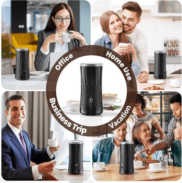 Електричний спінювач молока, HAPPHOOH 4-в-1, швидкий спінювач гарячого та холодного молока, з 2 віночками, контейнер для молока з