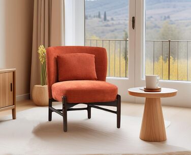 М&39яке крісло Chairus з шенілу, крісло для вітальні, без підлокітників, одномісне крісло з дерев&39яними ніжками, м&39яке крісло для спальні (помаранчеве)