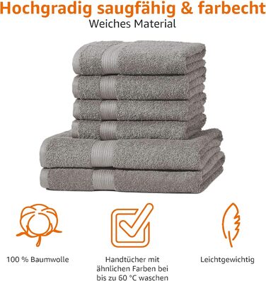 Набір рушників для ванних кімнат з 6 шт. , світлостійкий, 100 бавовна, м'який і поглинаючий, 2 рушники для ванної та 4 рушники для