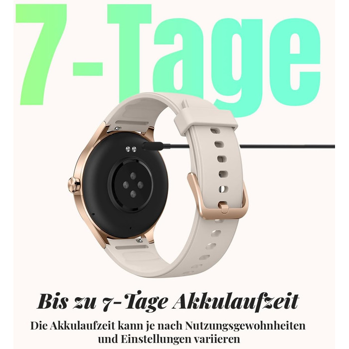 Жіночий смарт-годинник TOOBUR, круглий, 40 мм, крокомір та фітнес-годинник для щоденного використання, понад 100 спортивних режимів, елегантний жіночий смарт-годинник, сумісний з Android/iOS, функція телефону з дзвінками, водонепроникний IP68, бежевий