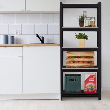 Надміцний стелаж Relaxdays, ВxШxГ 150x60x40 см, 1250 кг, 5 полиць, сталь, полиця для зберігання в підвалі, гаражі, вставного типу, чорний