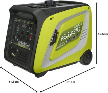 Інверторний генератор KSB 40i S, генератор потужністю 3900 Вт, електронне перетворення електричної енергії, аварійний генератор з двигуном Euro 5, 2 розетки Schuko 230 В, світлодіодний дисплей, режим ECO