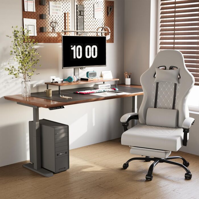 Масажне ігрове крісло Devoko тканинне, гоночне геймерське крісло з м'якої високотехнологічної тканини з масажною поперековою підтр