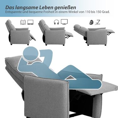 Крісло-реклайнер з регульованою спинкою, стильне темно-сіре крісло для відпочинку, крісло-реклайнер, крісло для телевізора, сірий поліестеровий дерев&39яний диван, шезлонг для вітальні, крісло для телевізора, диван для кінотеатру, 72 x 73 x 102 см