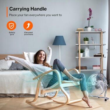 Підлоговий вентилятор TRESKO AERSON 40 см вітряк з 3 рівнями потужності вентилятор на п'єдесталі висока швидкість потоку повітря м