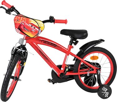 Дитячий велосипед Volare Disney Cars 16 дюймів 46 років Ручні та американські гальма Допоміжні колеса Захист ланцюга Регульоване сідло Подарунок для дівчаток та хлопчиків