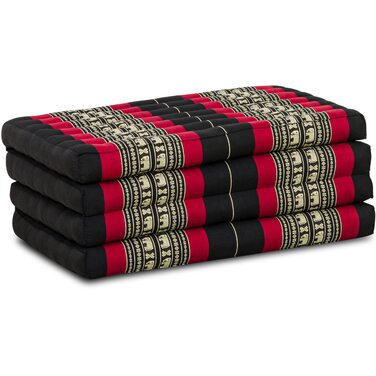 Стійкий розкладний матрац livasia з капоку - 200x80x8 см - гостьовий матрац, складний матрац для фургонів, екологічний килимок для йоги, складне гостьове ліжко, шезлонг для саду та балкону (чорний/слони)