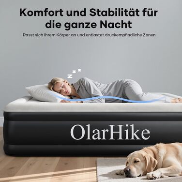 Самонадувальний надувний матрац OlarHike, гостьове ліжко, надувний матрац, намет-диван, двомісний надувний матрац, самонадувальний надувний матрац для кемпінгу або домашнього використання - 200 x 140 x 46 см стандартна висота 46 см чорний, компактний, 2 о