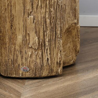 Приставний столик HOMCOM, вигляд пня, водонепроникний тумбочка, журнальний столик з порошку неорганічної руди, підставка для рослин, квітковий табурет для вітальні, спальні, 37 x 37 x 43 см, натуральний колір