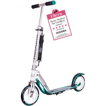 Самокат HUDORA BigWheel 205 - Міцний алюмінієвий самокат - Регульований по висоті та складаний міський самокат з підставкою - Спор