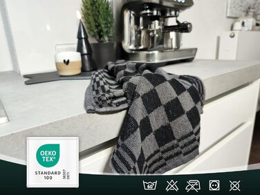 Набір з 4 бавовняних кухонних рушників розміром 50x50 см - добре поглинають вологу та зносостійкі - можна прати при температурі до