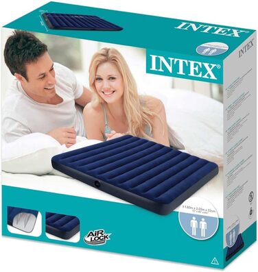 Надувне ліжко Intex 12-68755 Classic Downy Blue 'King', клапан 2-в-1, 183 x 203 x 22 см