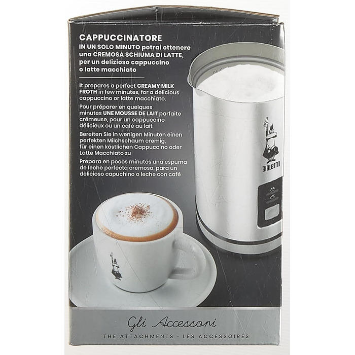 Ємність 240 мл, 500 Вт, 1 чашка Нержавіюча сталь, сріблясто-чорний один розмір срібло, 0004430 Montalatte Elettrico