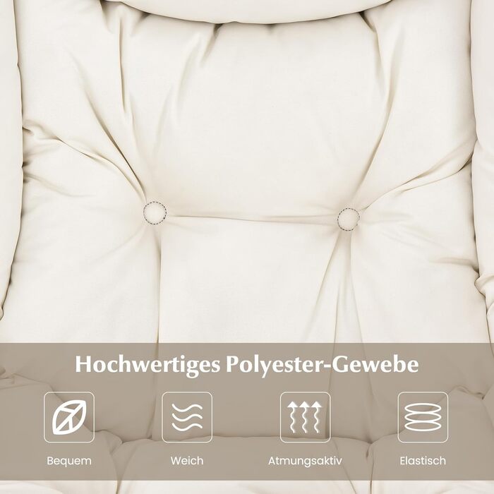 Крісло COSTWAY з підставкою для ніг, відкидне крісло з підлокітниками, бічною кишенею та підставкою для ніг, крісло для відпочинку, крісло для телевізора, крісло з відкидною спинкою для вітальні, спальні, офісу (бежевий) бежевий з підставкою для ніг