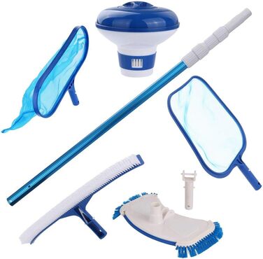 Набір для чищення басейну GEAR Pool Cleaning Set PCS - 6-предметний набір для чищення басейну з жердиною, підсаком, щіткою, пилососом для підлоги, дозатором