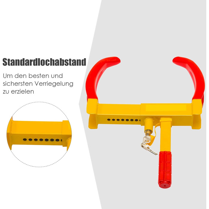 Іммобілайзер DREAMADE із залізного матеріалу, паркувальний кіготь колеса з 3 ключами, кіготь шини на ширину шини від 17,8 до 28 см