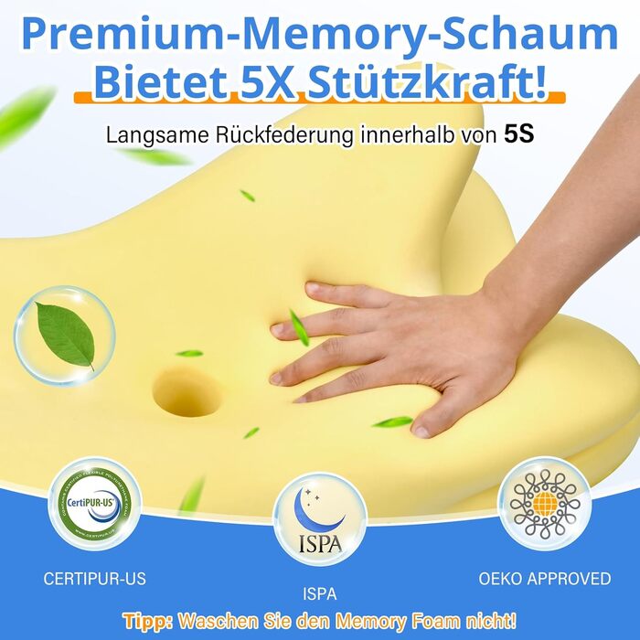 Подушка з піни з ефектом пам&39яті, подушка для підтримки шиї, ергономічна подушка для сну на боці, подушка для шиї, подушка для голови для сну на боці, спині та животі, 69x37x9/12 см, синя