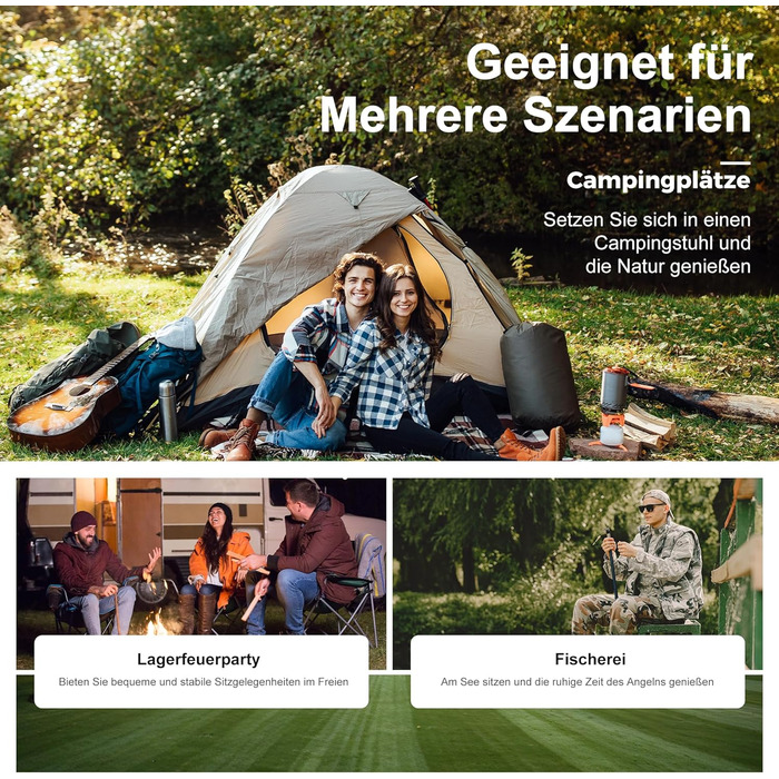 Кемпінгове крісло, 2 шт., складне крісло, кемпінгове крісло з підставками для чашок, складне крісло, кемпінгове рибальське крісло з підлокітниками, вуличне крісло зеленого кольору, 39S CAMP