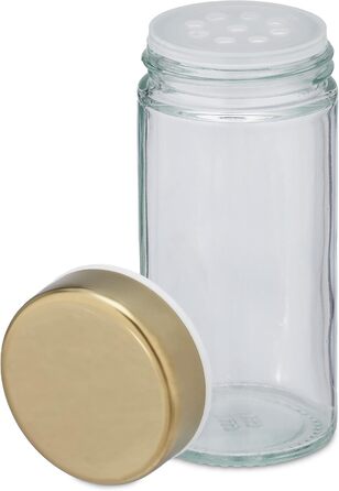 Підставка для спецій Relaxdays з 20 баночками для спецій, зі вставкою-шейкером, поворотна на 360, карусель для спецій, нержавіюча сталь, золотий/прозорий