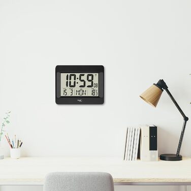 Настінний годинник TFA Dostmann цифровий, 60.4519.01, радіокерований годинник з температурою в приміщенні, днем тижня (8 мов), дат