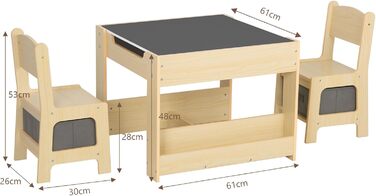 Дитячий стіл OOOK 4-в-1 з 2 стільцями, комплект дитячого столу та стільців, робочий стіл з дошкою для гри в білі та чорні дошки, шухлядою для зберігання та книжковою полицею, комплект дитячих сидінь для дитячих кімнат та ігрових кімнат