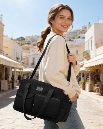 Вельветова дорожня сумка Micmores, жіноча спортивна сумка 20 л, сумка для підгузків на вихідні, ручна поклажа Ryanair 40x20x25, сумка для спортзалу, сумка для пологів з мокрим ПВХ-мішком для фітнесу (чорна)