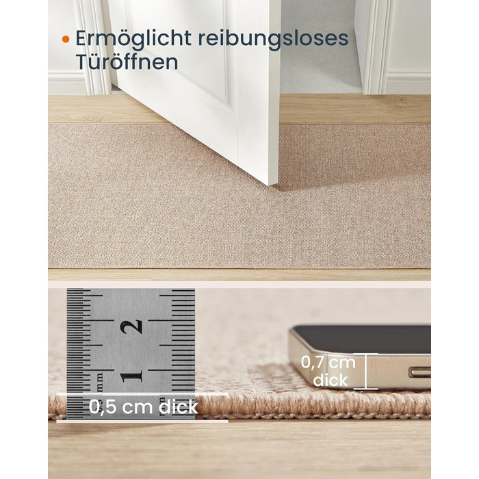 Килим SONGMICS HOME для вулиці, 80 x 200 см, килим для вітальні, доріжка, можна прати в пральній машині, нековзний, джутовий вигляд, для коридору, патіо, балкону, кухні, спальні, їдальні, верблюжо-коричневий TAR096K01 200L см