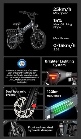 Електричний велосипед HITWAY E Bike BK10S PRO, 48V 720Wh 250W, запас ходу 70-120 км, 20&39 * 4.0 Fat Shies, керування за допомогою застосунку, 7 швидкостей, водонепроникний педальний велосипед IP54, 48V 15Ah, сірий