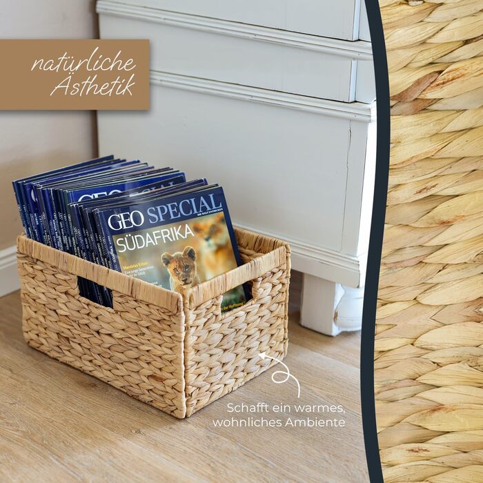 Кошик для зберігання HMF, сплетений з водяного гіацинта підходить для книжкової шафи Billy 35 x 25 x 20 см