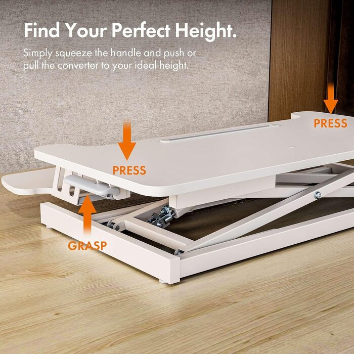 Підставка для столу VonHaus, регульована по висоті для сидіння/стояння, підставка для столу з лотком для клавіатури, тримачем для двох моніторів та відділенням для планшета (білий колір)