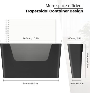 Папка для файлів YOHOM для чорної пошти, три настінні органайзери для дому та офісу Приліжковий органайзер для книг, журналів та масок для сну (чорний матовий, 3 кишені) чорний пластик (3 шт. )