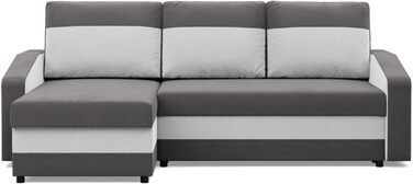 Кутовий диван з функцією сну та ящиком для зберігання Orion, Універсальний кутовий диван, L-подібний диван (ШxГxВ) 231 x 140 x 85 см, диван для вітальні, кутовий диван, сірий білий (Micro 27 Micro 31)