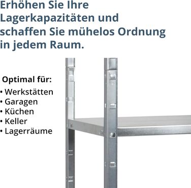 Система стелажів SCHULTE з 4 полицями PowerMAX, вантажопідйомність 70 кг, 200x100x50 см (ВxШxГ), оцинкована (полиця для зберігання, полиця для майстерні, полиця для підвалу, полиця для гаража, металева полиця)