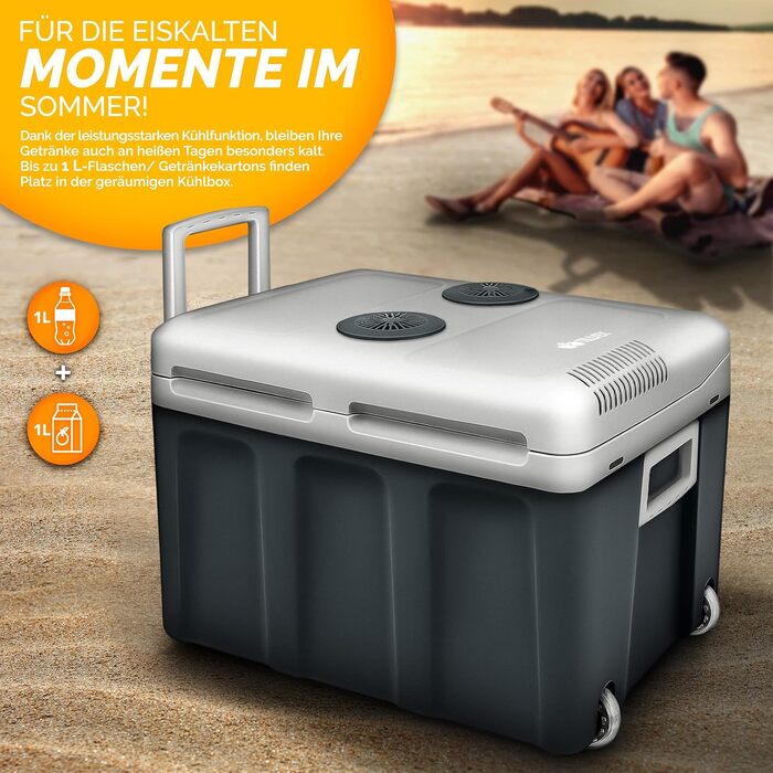 Електричний 40 л на колесах міні-холодильник 230 В і 12 В для автокемпінгу охолоджує і зігріває режим ECO (сірий)